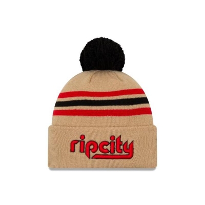Portland Trail Blazers Gorra | New Era 2019 NBA Authentics City Series Pom Knit Beanie Mexico - Marrom